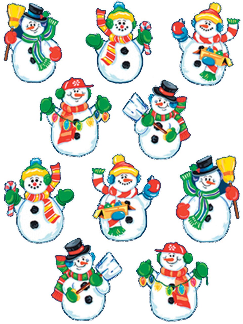 4 Sheets Of Snowman Stickers Christmas Holiday Decorations 4.75" x 7.5"
